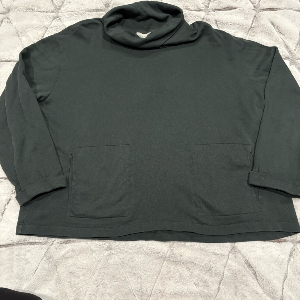 Wrap London Sweatshirt Women's 16 XL Olive Green Long Sleeve Pockets Cotton